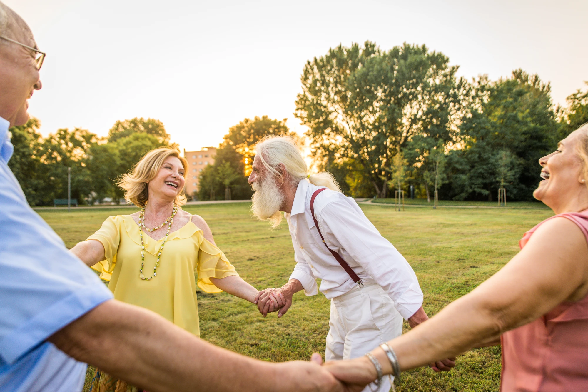 Group of Seniors Outdoors Laughing