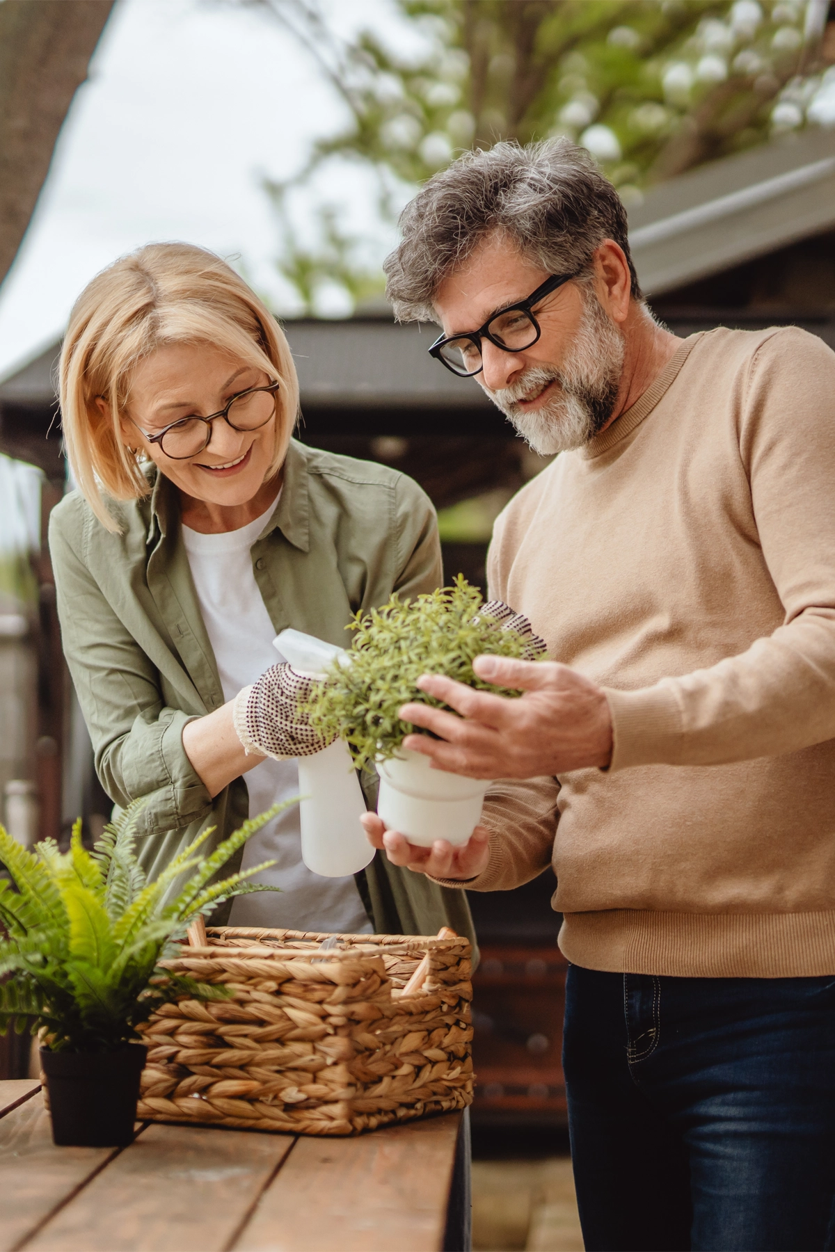 Senior Couple Gardening and Happy
